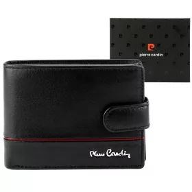   Pierre Cardin YS605 8806A fekete-piros férfi bőr pénztárca 12.5 x 9.5 x 3 cm