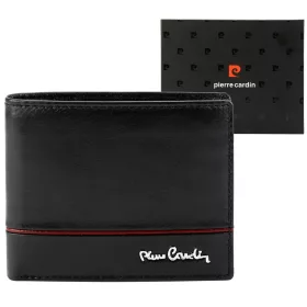   Pierre Cardin YS605 8825 fekete-piros férfi bőr pénztárca 11 x 9 x 2.8 cm