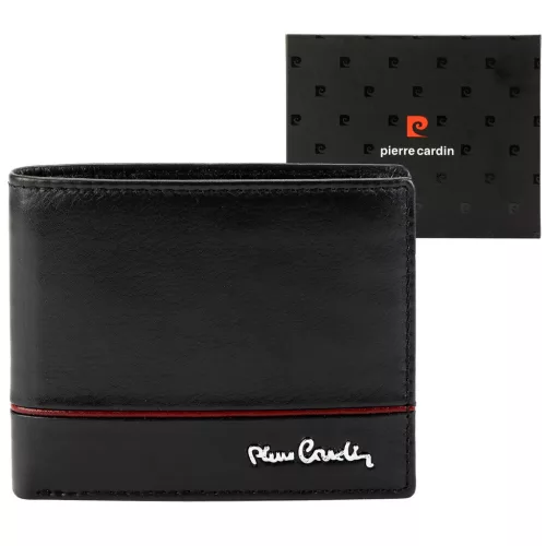 Pierre Cardin YS605 8825 fekete-piros férfi bőr pénztárca 11 x 9 x 2.8 cm