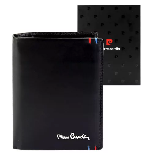 Pierre Cardin YS606 326 fekete férfi bőr pénztárca 10 x 13 x 3 cm