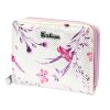 Eslee 6028 lila-fehér mintás női rostbőr pénztárca 11 x 8.5 x 3.5 cm