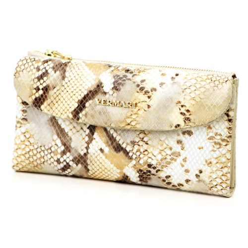 VerMari 3886 bézs kígyóbőr mintás női bőr pénztárca 19 x 10 x 3.5 cm