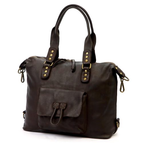 VS 038 sötétbarna női bőr válltáska 39 x 30 x 22 cm 