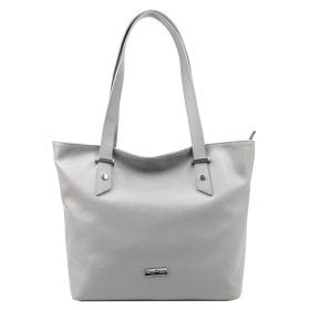   MiaMore 01-058 taupe női bőr válltáska, shopper 40 x 30 x 12 cm