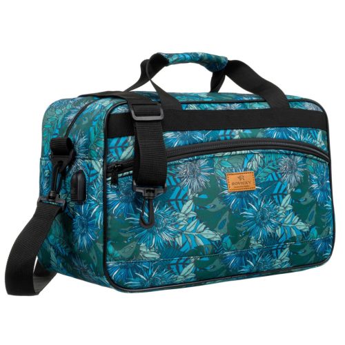 Rovicky R-TL15608 türkiz levél mintás Wizz Air, Ryanair kabintáska, utazótáska 40 x 25 x 20 cm