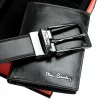 Pierre Cardin ZG-138-BR fekete férfi bőr pénztárca, öv ajándék szett 120 cm