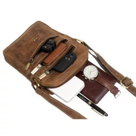   Peterson PTN 250-NSH barna férfi bőr oldaltáska 21 x 17 x 6 cm