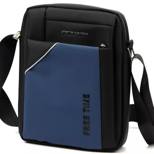 Pierre Cardin 2011 ALAN09 kék-fekete férfi oldaltáska 20 x 24 x 9 cm