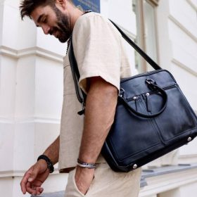   Peterson PTN LAP-1703 fekete rostbőr aktatáska, laptoptáska 40 x 30 x 8 cm