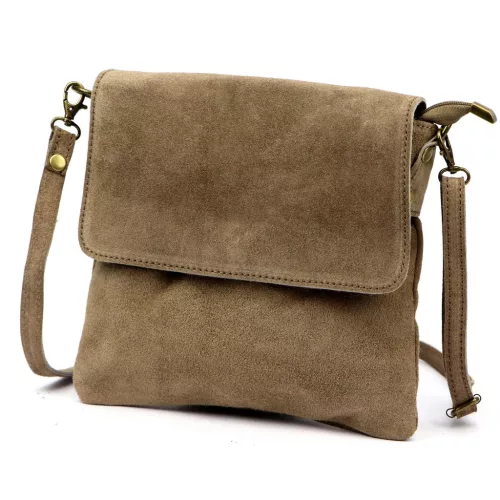 Luka 24-090 taupe női velúr bőr oldaltáska 24 x 22 x 5 cm