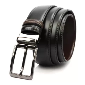   Nordee BN001 BLACK férfi fekete-barna kifordítható bőr öv 120 cm