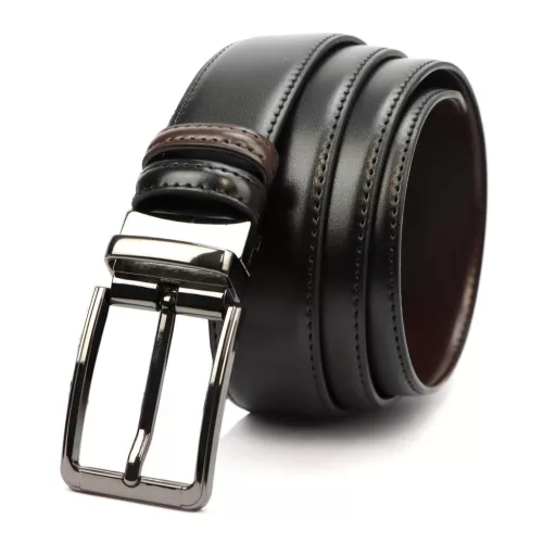 Nordee BN001 BLACK férfi fekete-barna kifordítható bőr öv 120 cm