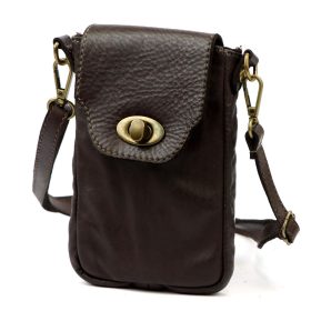   VS 045 barna női bőr válltáska, mobiltartó 15 x 19.5 x 5 cm