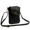 VS 045 fekete női bőr válltáska, mobiltartó 15 x 19.5 x 5 cm