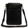 VS 045 fekete női bőr válltáska, mobiltartó 15 x 19.5 x 5 cm