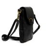VS 045 fekete női bőr válltáska, mobiltartó 15 x 19.5 x 5 cm