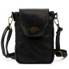 VS 045 fekete női bőr válltáska, mobiltartó 15 x 19.5 x 5 cm
