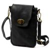 VS 045 fekete női bőr válltáska, mobiltartó 15 x 19.5 x 5 cm