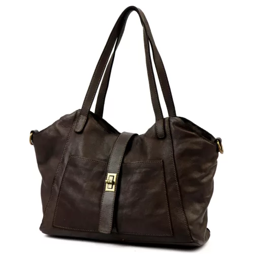 VS 048 barna női bőr válltáska 45 x 26 x 14 cm