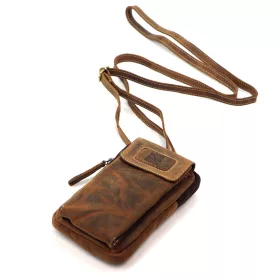   Nordee DOH-SP-03 férfi nyakba akasztható bőr táska, övtáska, telefon tartóval 11 x 19.5 x 5.5 cm