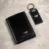 Peterson PTN SET3-N78L-VT-5433 BLACK fekete férfi marhabőr pénztárca ajándék szett