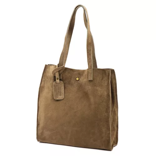 Luka 25-041 taupe női velúr bőr válltáska 33 x 31 x 11 cm