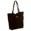 MiaMore 01-014 Z csokoládébarna női velúrbőr válltáska, shopper 40 x 38 x 13 cm