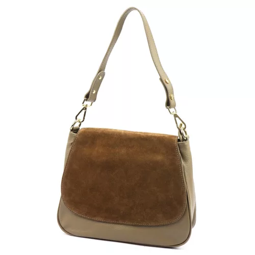 Luka 25-076 taupe női bőr válltáska 30 x 26 x 13 cm