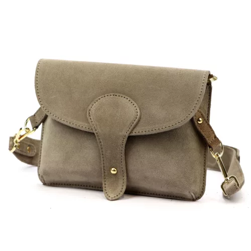 Luka 24-071 D INSTAGRAMKA taupe női velúr bőr oldaltáska 24.5 x 18 x 6 cm