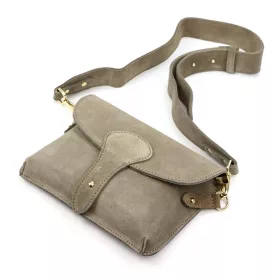   Luka 24-071 D INSTAGRAMKA taupe női velúr bőr oldaltáska 24.5 x 18 x 6 cm