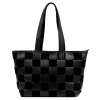 Luka 25-080 fekete-kockás női bőr válltáska 45 x 29 x 14 cm