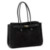 Camilla PREMIUM 10.004 fekete női velúr bőr válltáska 37 x 24 x 14 cm