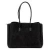 Camilla PREMIUM 10.004 fekete női velúr bőr válltáska 37 x 24 x 14 cm
