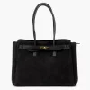 Camilla PREMIUM 10.004 fekete női velúr bőr válltáska 37 x 24 x 14 cm