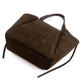   Luka 25-079 sötétbarna női velúr bőr válltáska, shopper 50 x 34 x 17 cm