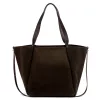 Luka 25-079 sötétbarna női velúr bőr válltáska, shopper 50 x 34 x 17 cm