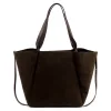Luka 25-079 sötétbarna női velúr bőr válltáska, shopper 50 x 34 x 17 cm