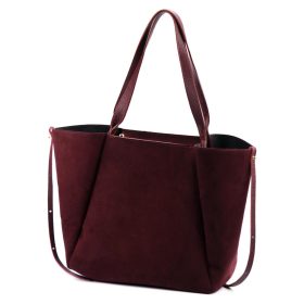   Luka 25-079 bordó női velúr bőr válltáska, shopper 50 x 34 x 17 cm