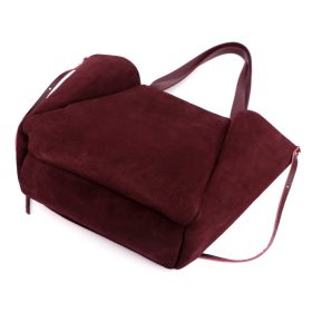   Luka 25-079 bordó női velúr bőr válltáska, shopper 50 x 34 x 17 cm