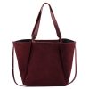Luka 25-079 bordó női velúr bőr válltáska, shopper 50 x 34 x 17 cm