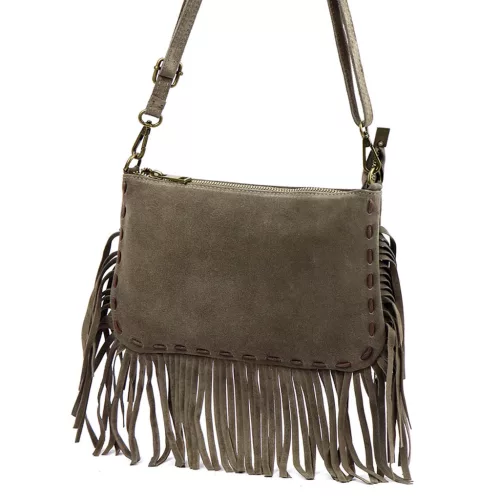 Luka 25-085 taupe női velúr bőr oldaltáska 26 x 16 x 4 cm