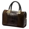 Luka 25-088 CROCO barna női krokodilmintás velúr bőr kézitáska 31.5 x 22.5 x 16 cm