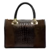 Luka 25-088 CROCO barna női krokodilmintás velúr bőr kézitáska 31.5 x 22.5 x 16 cm