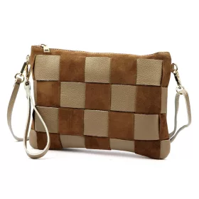   Luka 26-005 mogyoró barna-taupe női bőr kézitáska, oldaltáska 27 x 19 x 6 cm