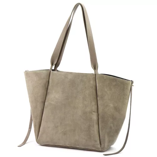 Luka 25-079 drapp női velúr bőr válltáska, shopper 50 x 34 x 17 cm