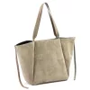 Luka 25-079 drapp női velúr bőr válltáska, shopper 50 x 34 x 17 cm