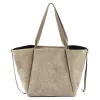Luka 25-079 drapp női velúr bőr válltáska, shopper 50 x 34 x 17 cm