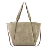 Luka 25-079 drapp női velúr bőr válltáska, shopper 50 x 34 x 17 cm