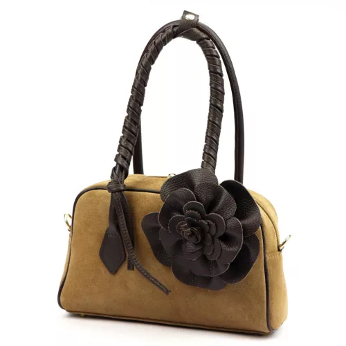 EGO ES0290CR 220125JZ női, taupe velúr bőr válltáska 28 x 18 x 11 cm