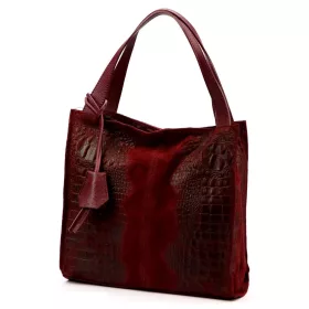   Luka 26-010 CROCO női, bordó krokodil mintás velúr bőr válltáska 34 x 34 x 13 cm